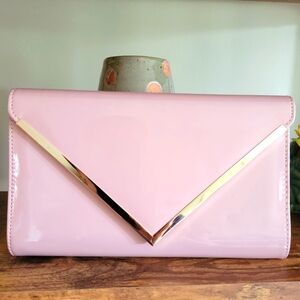 Aldo Elegant Pink Clutch with Gold Accent